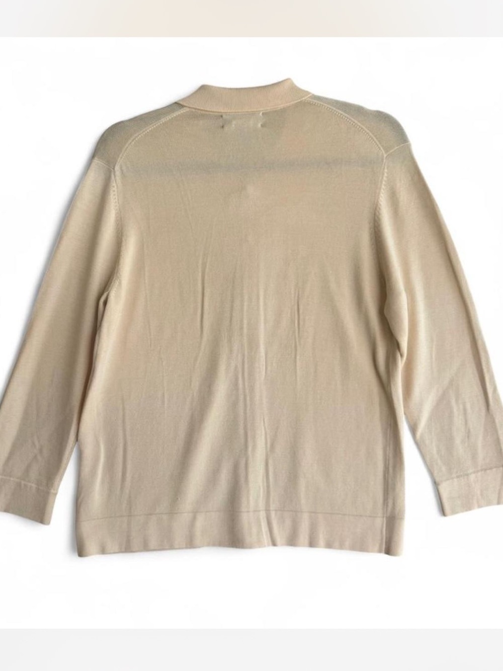 Lands' End Silk Blend Beige Button-Front Women’s Cardigan - Picture 7 of 7